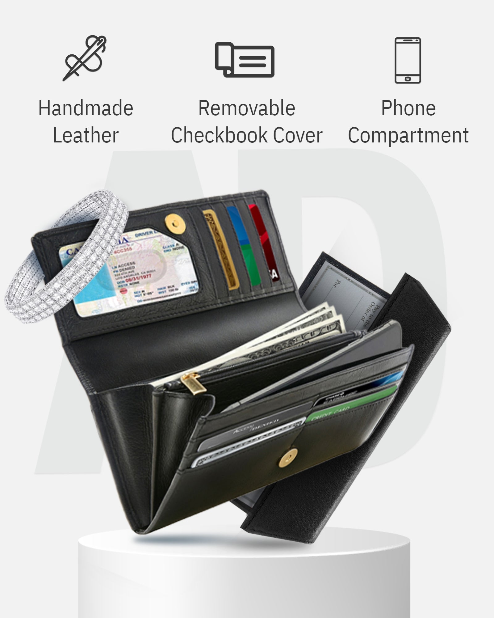 Accordion Clutch With Removable Checkbook Holder
