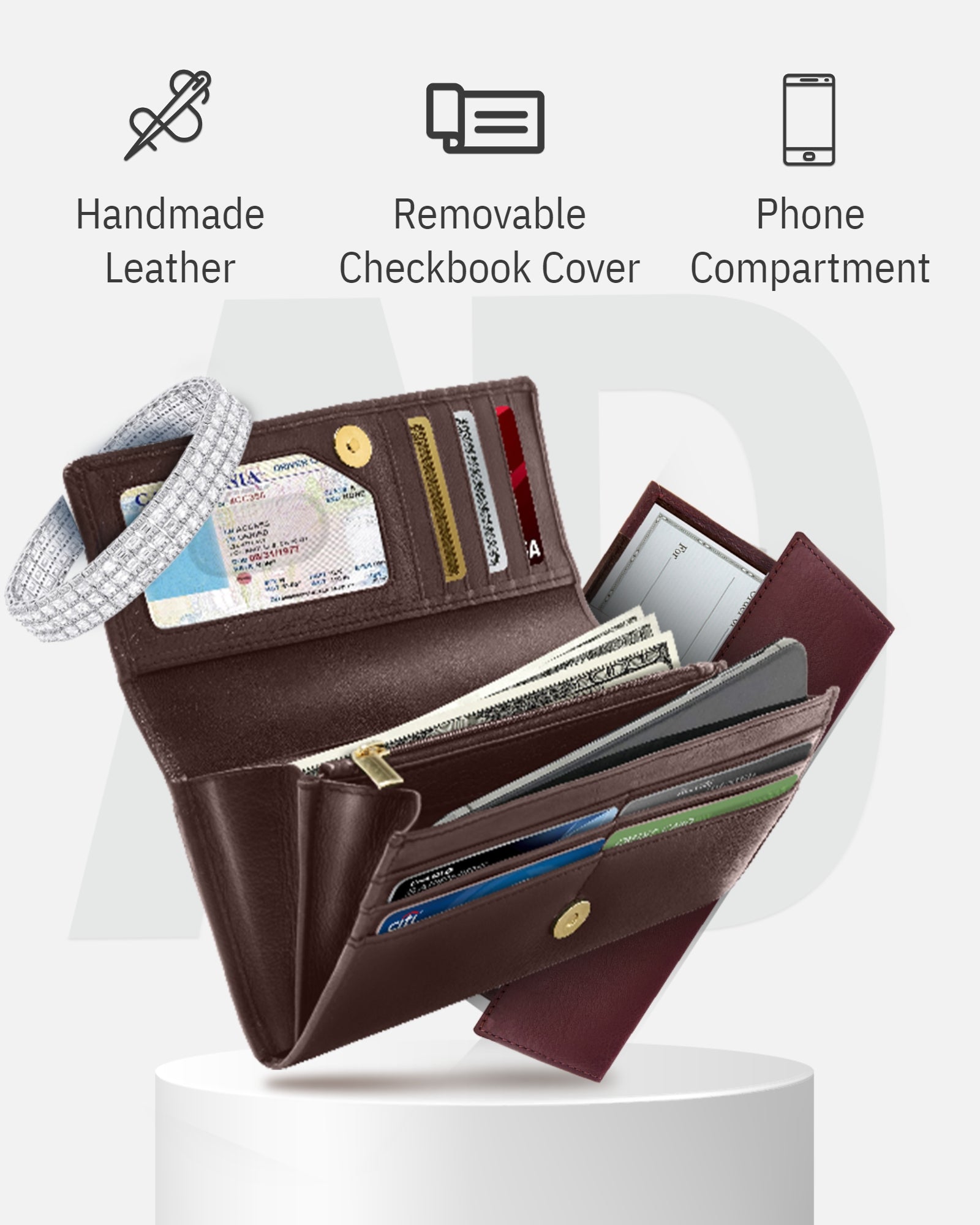 Accordion Clutch With Removable Checkbook Holder
